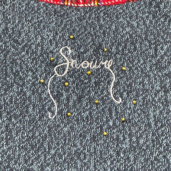 Designers Originals Womens Blue Embroidered Christmas Snowman Sweater Vest Small - Picture 11 of 16